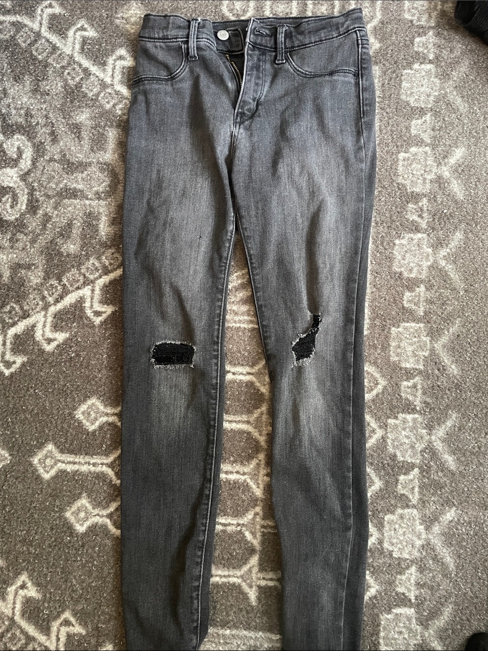 Gray/black stretch skinny jeans- kids size 14